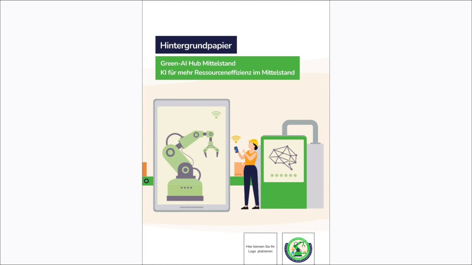 Anschauungsbeispiel Green-AI Hub Schriftzug auf Print Anschauungsbeispiel Green-AI Hub Schriftzug auf Print